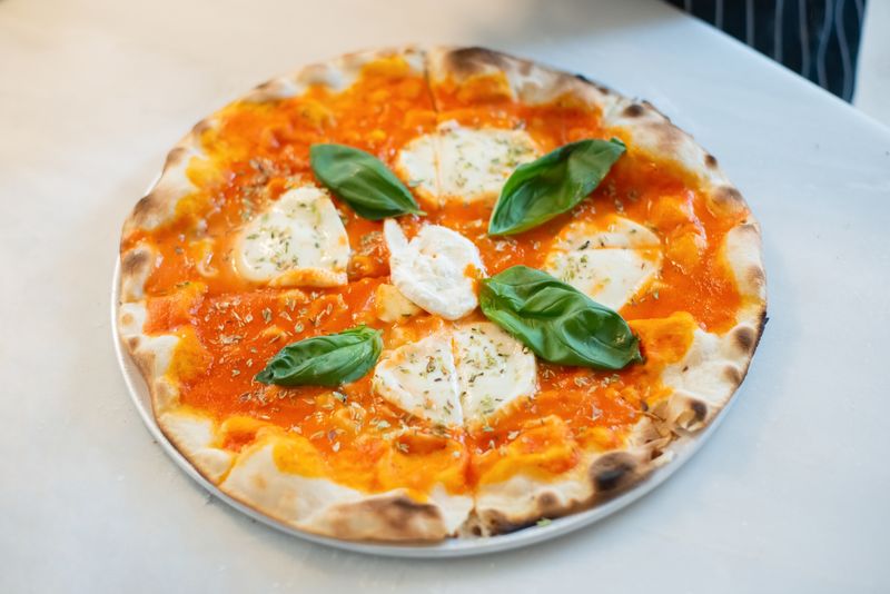 Fresh luce pizza ingredients prepared by hand